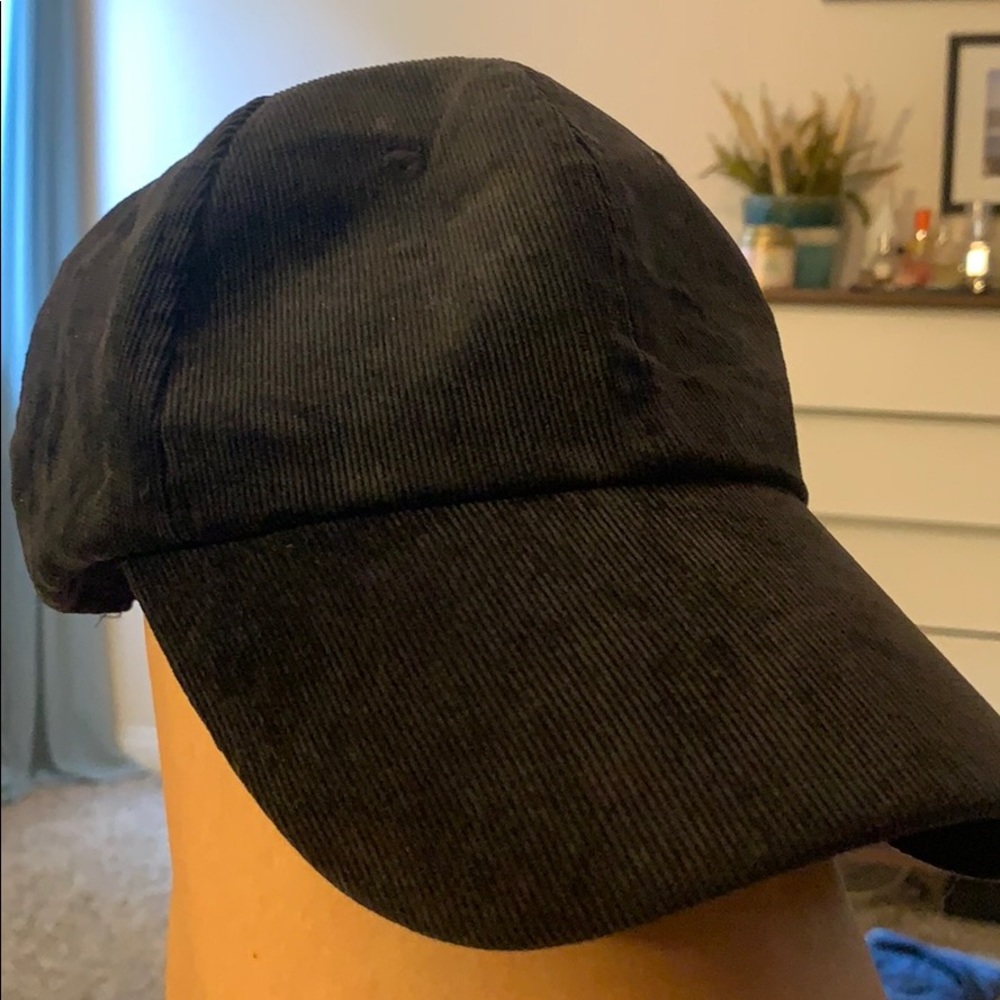 Black corduroy baseball cap hat